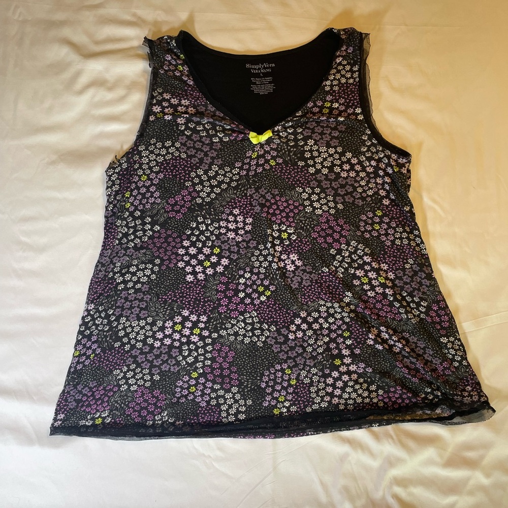 Simply Vera Vera Wang Black and Purple Sleeveless Tank Top and Bottoms Pajamas